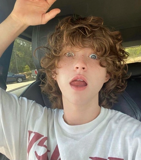 A young boy with curly hair sitting in the back seat of a car.