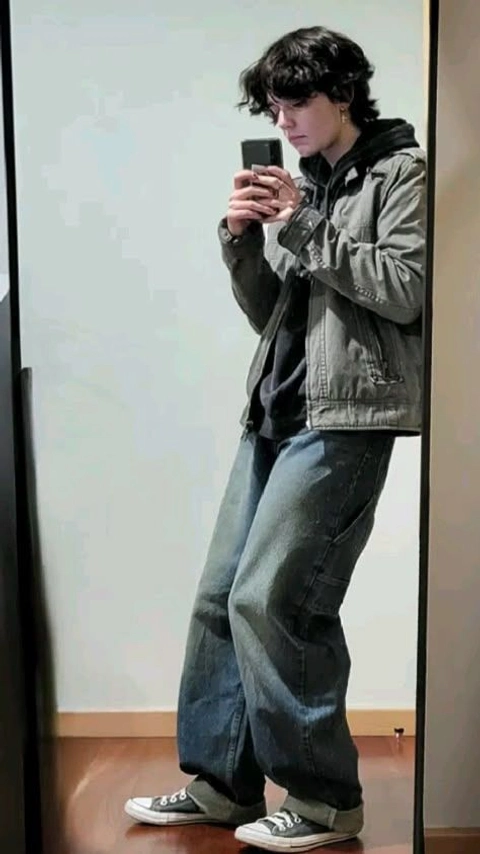 A man taking a picture of himself in a mirror.