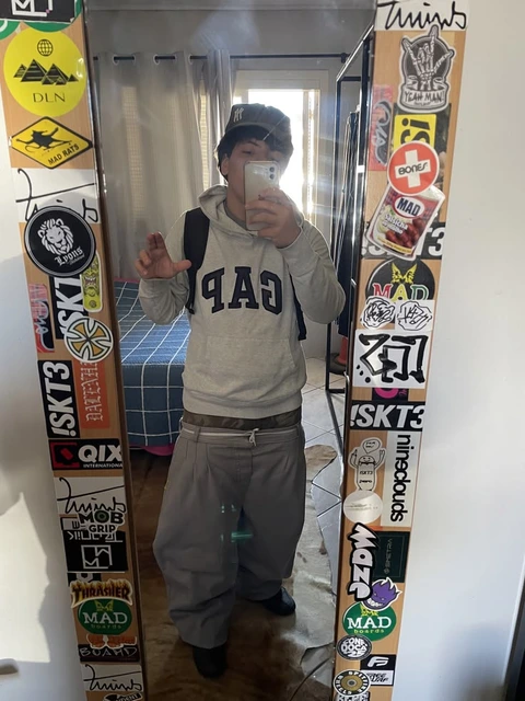 A man taking a picture of himself in a mirror.
