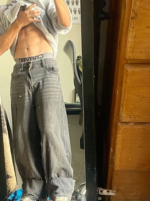 A reflection of a man in a mirror.